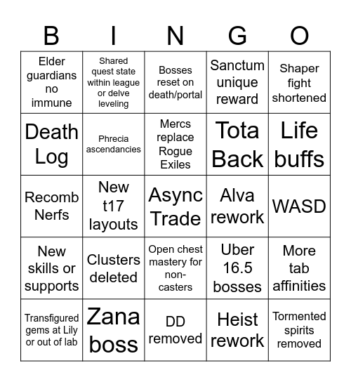 HC trade Bingo Card
