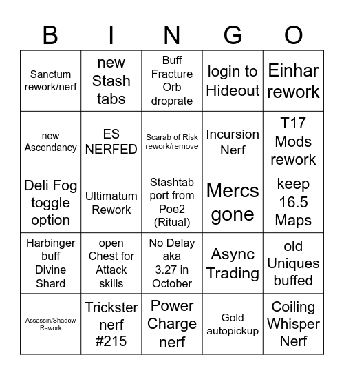 3.27 Wishlist Bingo Card