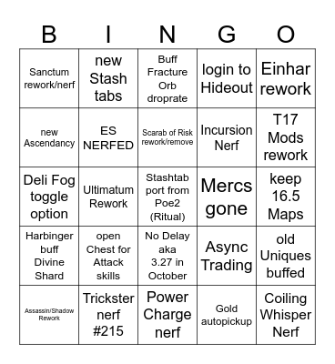 3.27 Wishlist Bingo Card