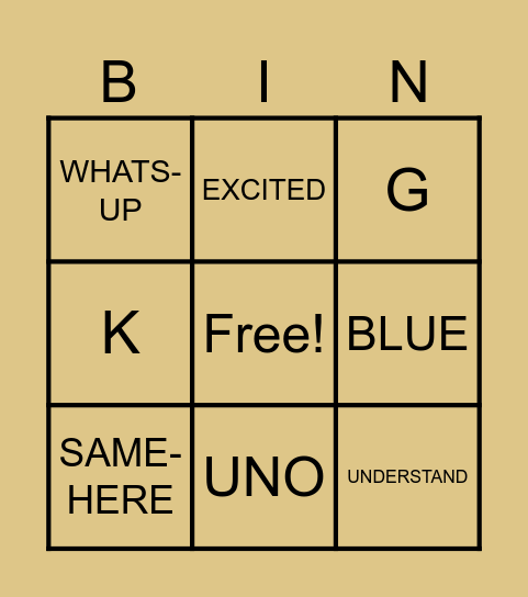ASL Lesson 1 plus UNO colors Bingo Card