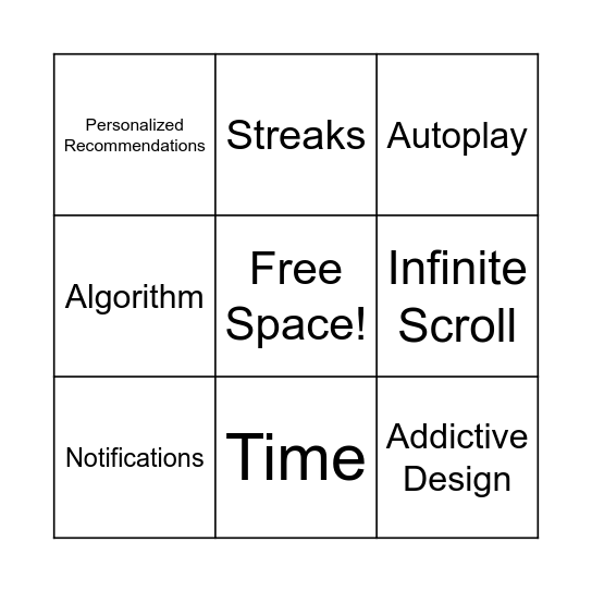 Social Dilemma Bingo Card