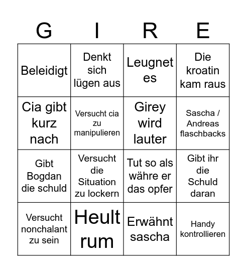 Girey Bingo Card