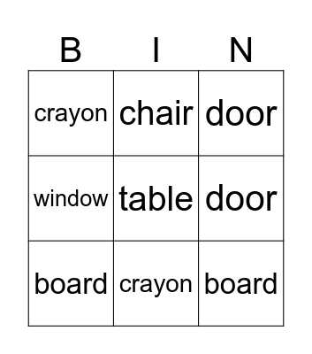 Set 1 Bingo Card