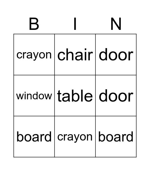 Set 1 Bingo Card