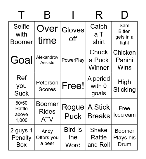 Opening night Bingo Card