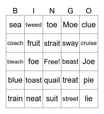 Phonetic Skill 5 BINGO Card