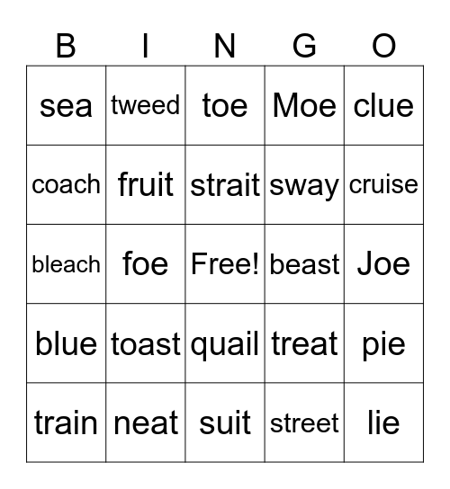 Phonetic Skill 5 BINGO Card