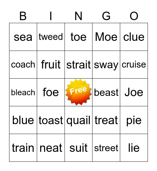 Phonetic Skill 5 BINGO Card