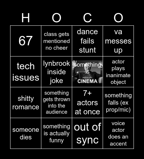 HOCO SKIT BINGO Card