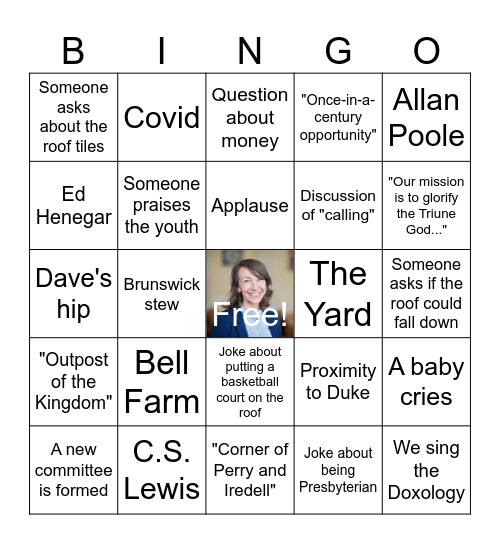 Church Family Dinner Bingo v. 2 Bingo Card