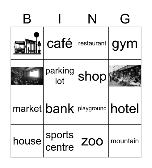 Places in the city Bingo Card