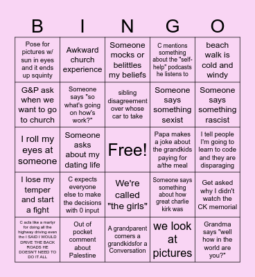 you can do it probably Bingo Card