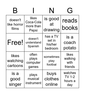Find a student who... Bingo Card