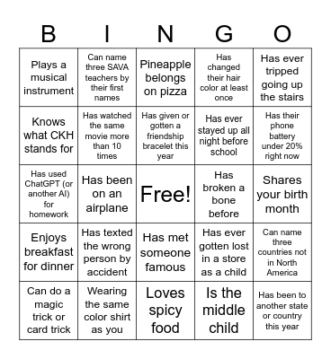 Grad House Bingo Card