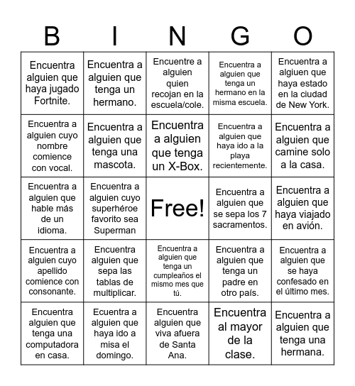 Encuentra a Alguien Que Bingo Card