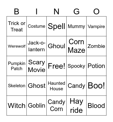 Halloween Bingo Card