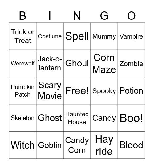 Halloween Bingo Card