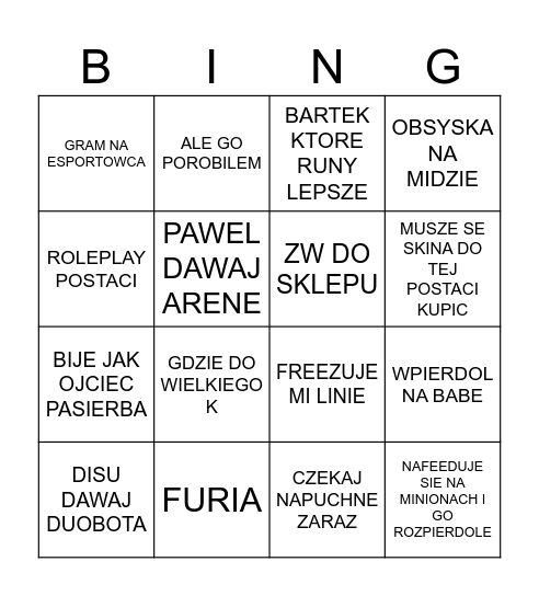 KINIO BINGOS Bingo Card