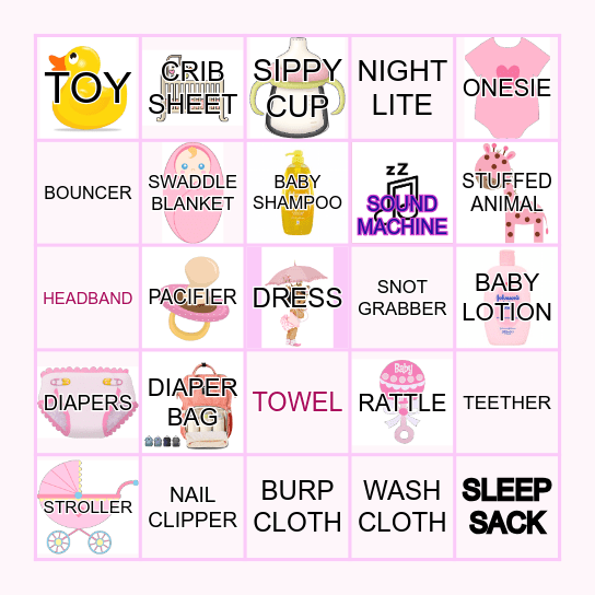 BABY SHOWER GIFTS Bingo Card