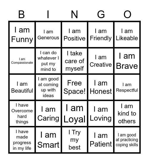Strengths Bingo Card