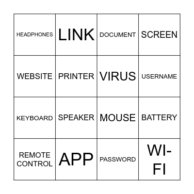 TECHNOLOGY Bingo Card