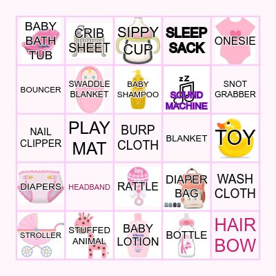 BABY SHOWER FOR GIRL Bingo Card