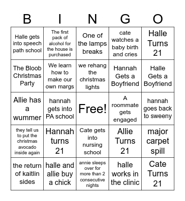 BlueBeary Bingo Pt. 2 Bingo Card