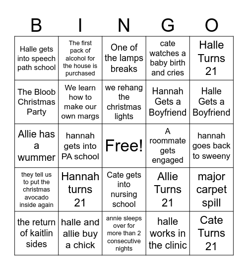 BlueBeary Bingo Pt. 2 Bingo Card