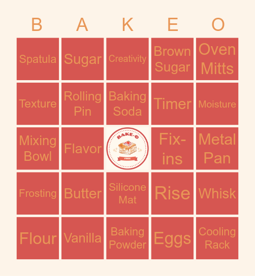 Bake-o Bingo Card