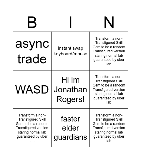 Bingo Card