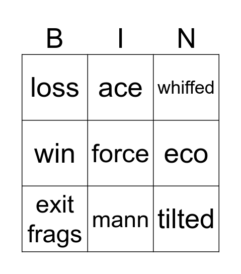Valo Bingo Card