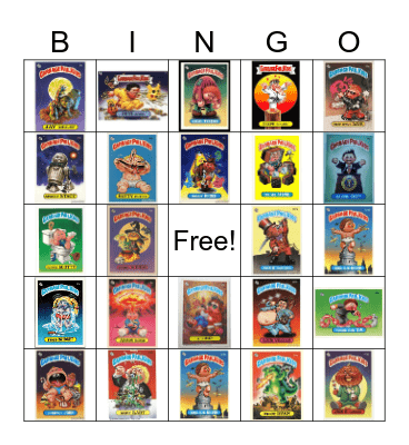 Garbage Pail Kids Bingo Card