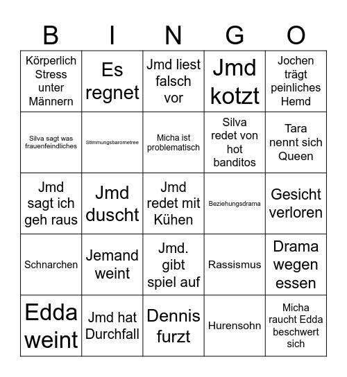 Sommerhaus Bingo Card