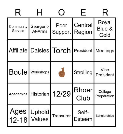 Rhoer Bingo Card