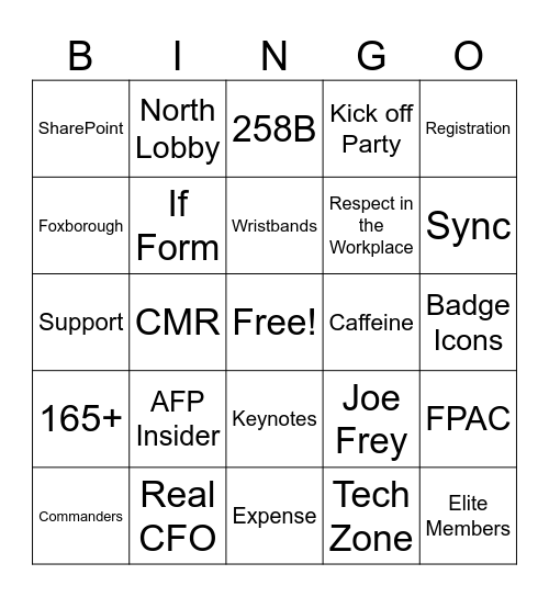 AFP Conference Staff Bingo Card