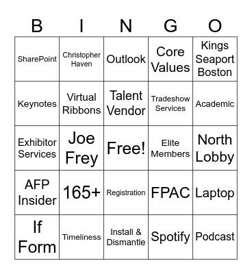 AFP Conference Staff Bingo Card