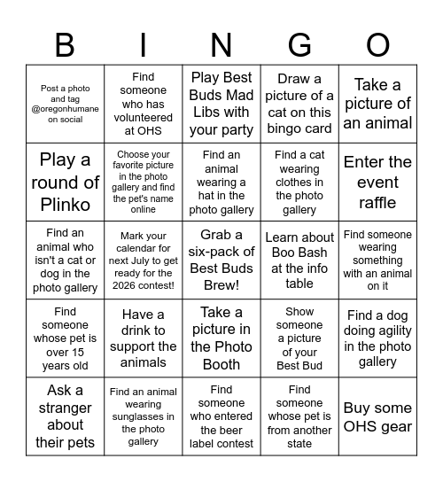 Best Buds Bingo Card