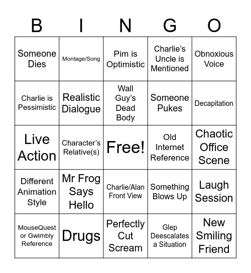 Smiling Friends Season 3 Bingo Card