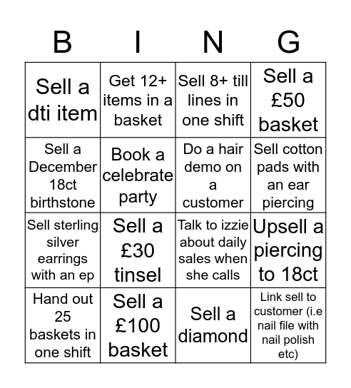 Sam Bingo Card