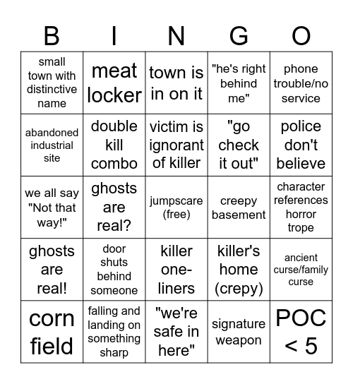 spookmoween bingo Card
