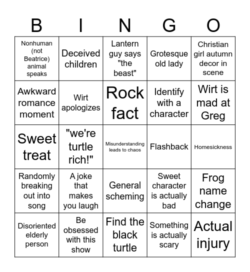 Over the Garden Wall101 Bingo Card