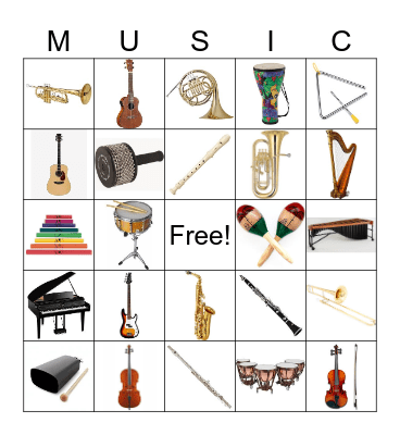 Musical Instrument Bingo Card