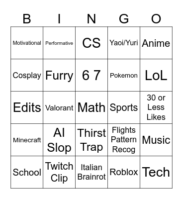 reels bingo Card