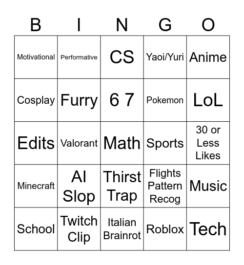 reels bingo Card