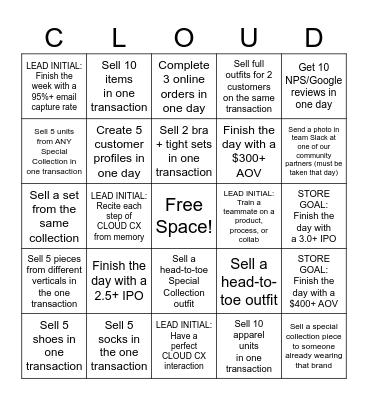 OCTOBER CLOUD CX BINGO Card