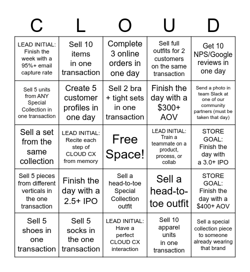 OCTOBER CLOUD CX BINGO Card