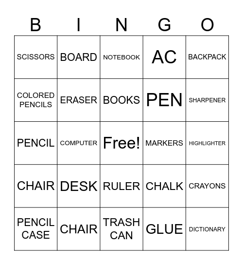 BINGO CLASS Bingo Card