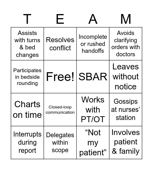 Teamwork and Collaboration Bingo Card