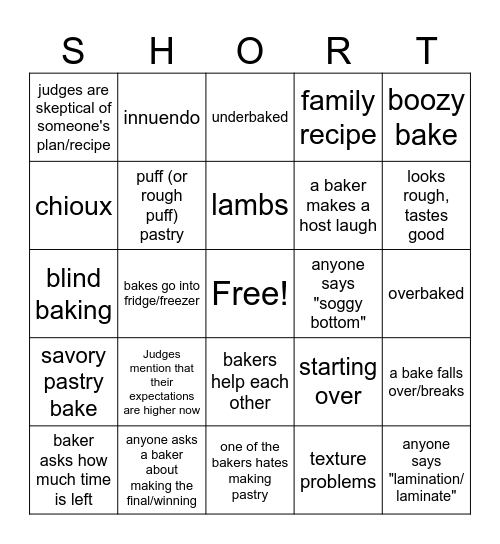 2025 Pastry Week Bingo Card