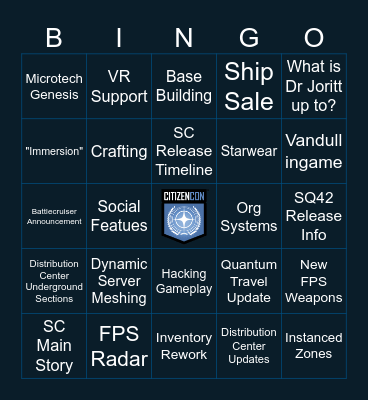 Citizencon Direct 2955 Bingo Card